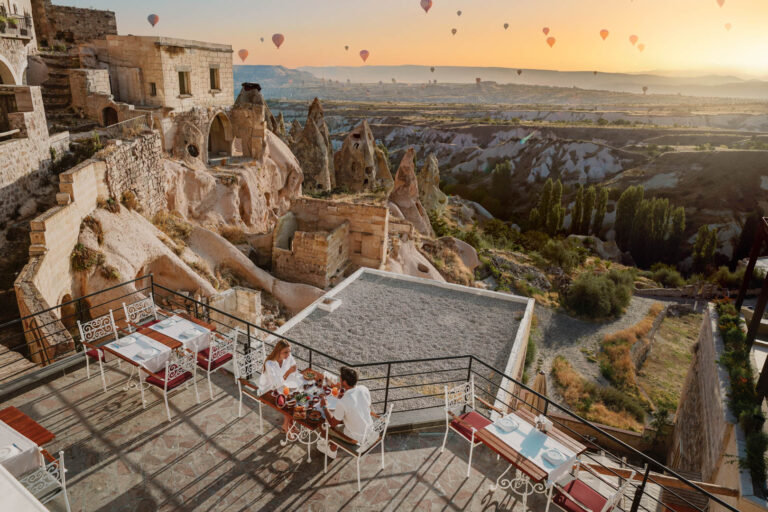 taskonaklar hotel restaurant terrace with pigeon valley view
