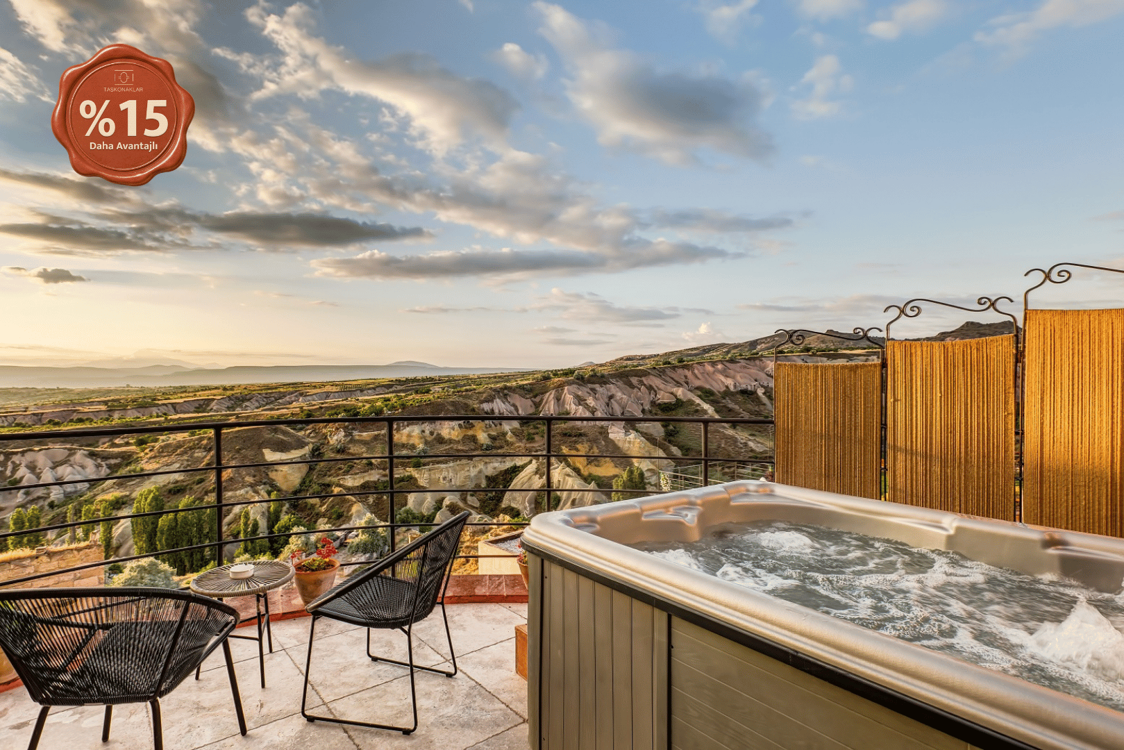 402 – suite real con jacuzzi en la terraza, vistas a capadocia y chimenea
